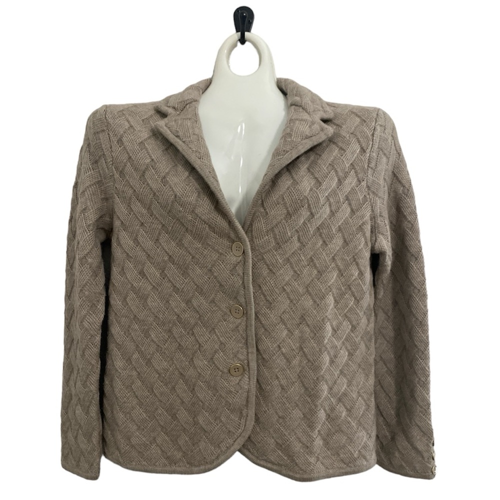 Talbots Merino Wool basket weave blazer style sweater